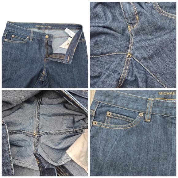 MMK Bootcut Jeans Size 6 Dark Stretch Denim Michael Kors Gold Sausilito Boot - Picture 5 of 9